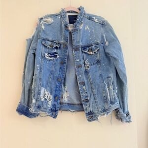 Zara distressed denim jacket